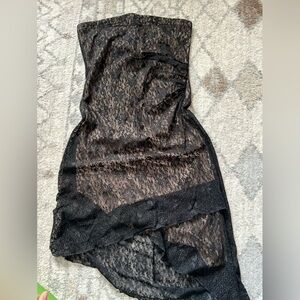 Preowned Vintage Taboo Dress Strapless Black Lace Covering size M